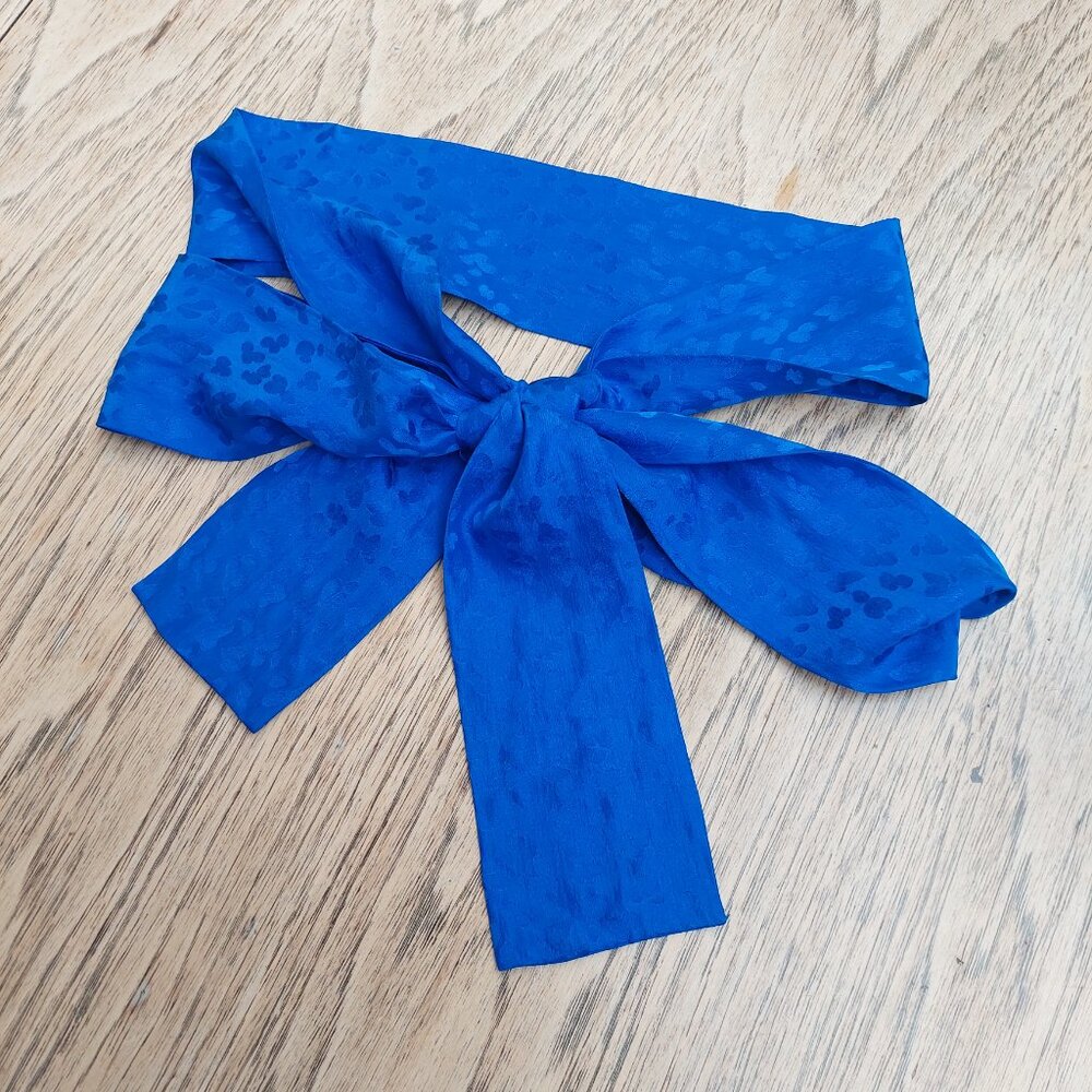 FREE WITH PURCHASE Wide blue satin sash tie belt - Picture 3 of 6
